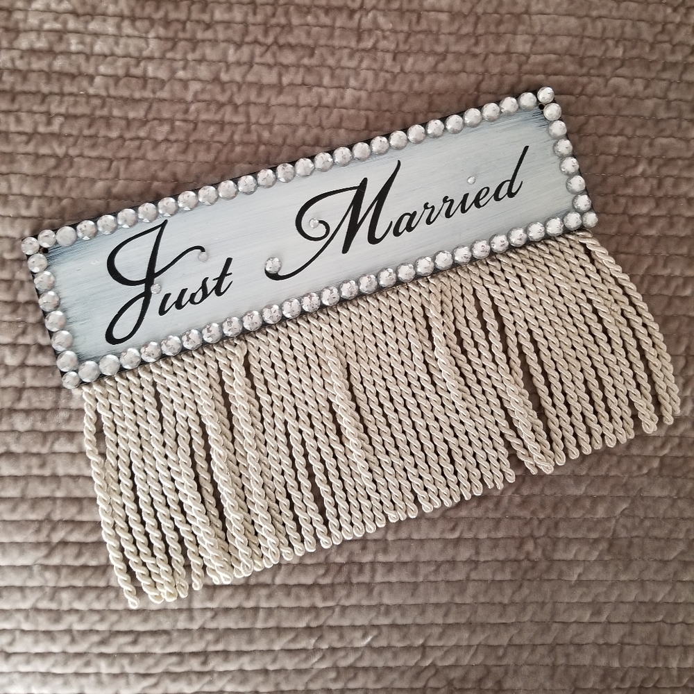 Jeweled Just Married Sign